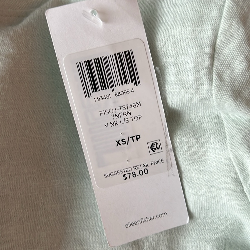 New Eileen Fisher Organic Cotton Slub Long Sleeve Tee in Young Fern - Picture 5 of 6